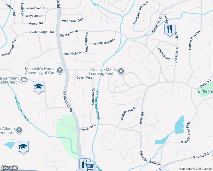 map of restaurants, bars, coffee shops, grocery stores, and more near 4836 Terrace Green Trce in Stone Mountain