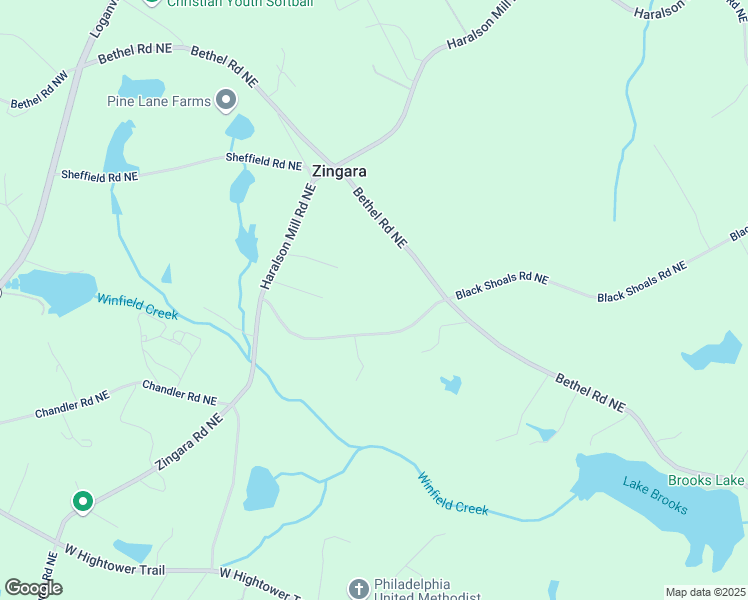 map of restaurants, bars, coffee shops, grocery stores, and more near 2210 Black Shoals Road Northeast in Conyers