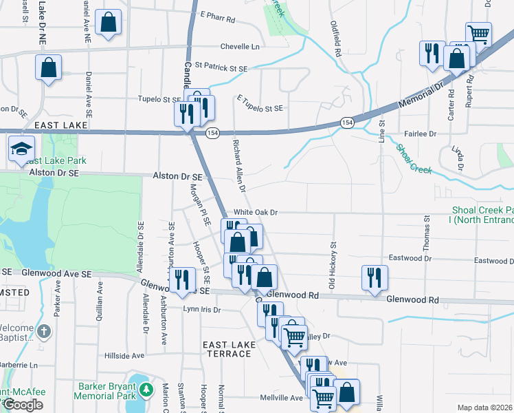 map of restaurants, bars, coffee shops, grocery stores, and more near 2997 Alston Drive in Decatur