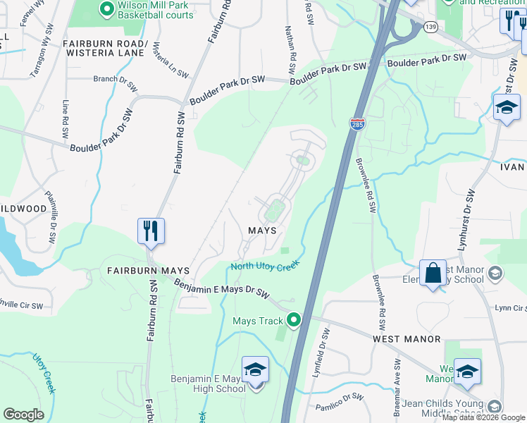 map of restaurants, bars, coffee shops, grocery stores, and more near 616 Lofty Lane in Atlanta