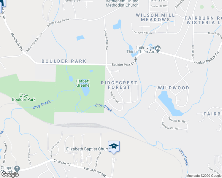 map of restaurants, bars, coffee shops, grocery stores, and more near 373 Utoy Circle Southwest in Atlanta
