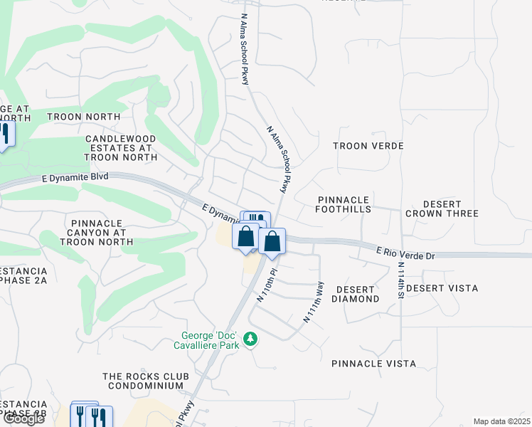 map of restaurants, bars, coffee shops, grocery stores, and more near 10949 East Dale Lane in Scottsdale