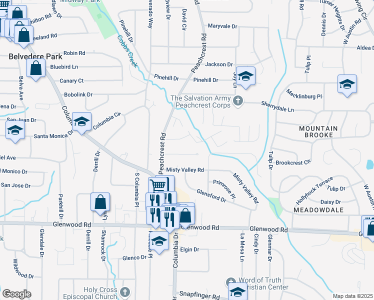 map of restaurants, bars, coffee shops, grocery stores, and more near 3382 Phillip Circle in Decatur