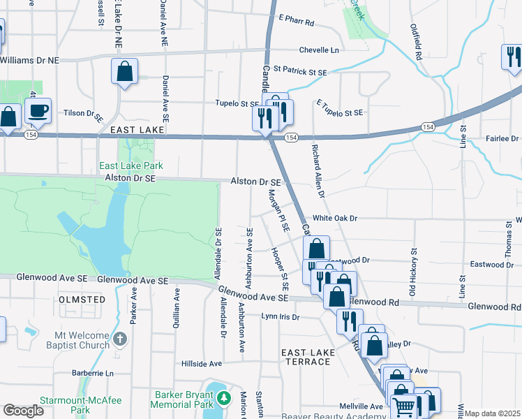 map of restaurants, bars, coffee shops, grocery stores, and more near 311 Morgan Place Southeast in Atlanta