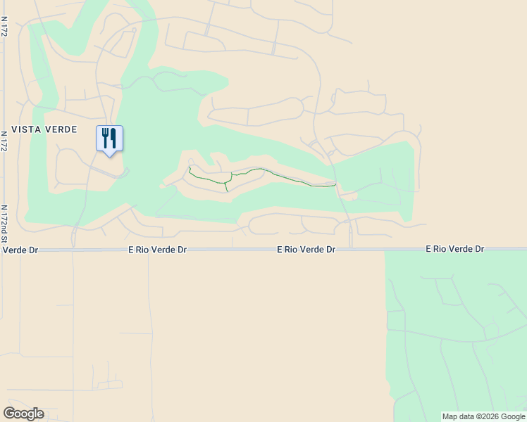 map of restaurants, bars, coffee shops, grocery stores, and more near 17914 East Vista Desierto in Rio Verde