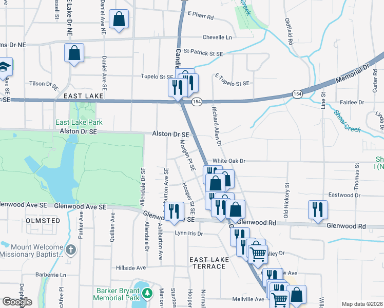 map of restaurants, bars, coffee shops, grocery stores, and more near 334 Morgan Place Southeast in Atlanta