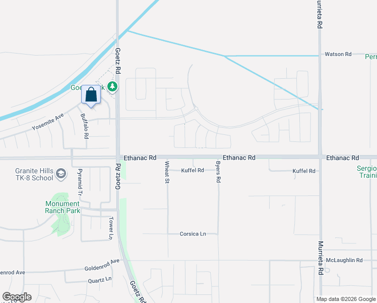map of restaurants, bars, coffee shops, grocery stores, and more near 2419 Wild Oak Court in Perris