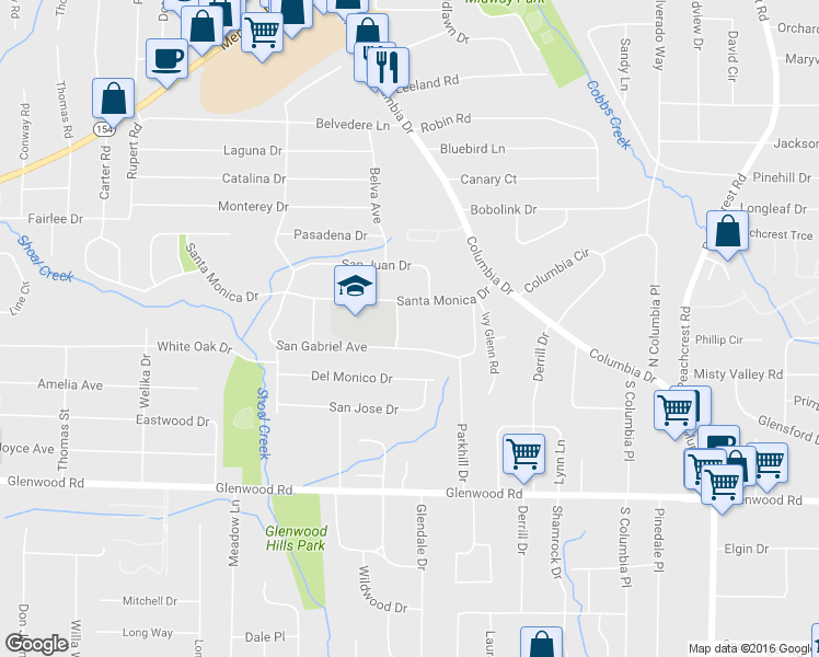 map of restaurants, bars, coffee shops, grocery stores, and more near 1664 Civic Club Place in Decatur