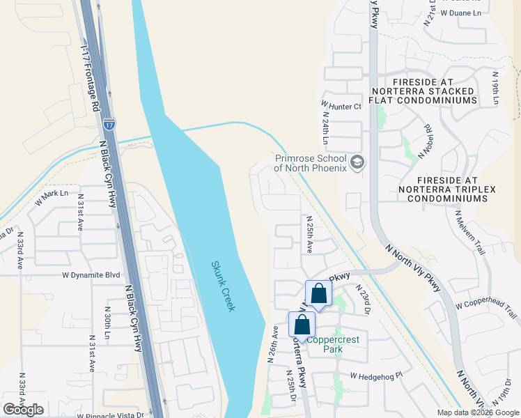 map of restaurants, bars, coffee shops, grocery stores, and more near 28608 North 26th Drive in Phoenix