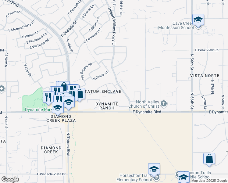 map of restaurants, bars, coffee shops, grocery stores, and more near 28424 50th Way in Cave Creek