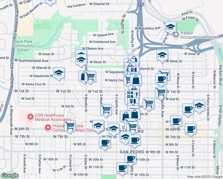 map of restaurants, bars, coffee shops, grocery stores, and more near 830 West 1st Street in Los Angeles