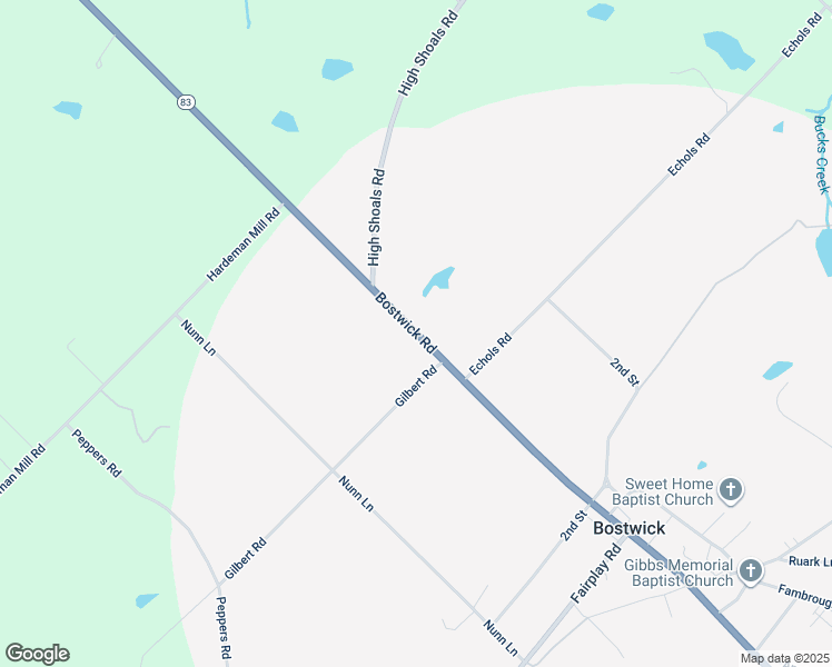 map of restaurants, bars, coffee shops, grocery stores, and more near Bostwick Road in Bishop