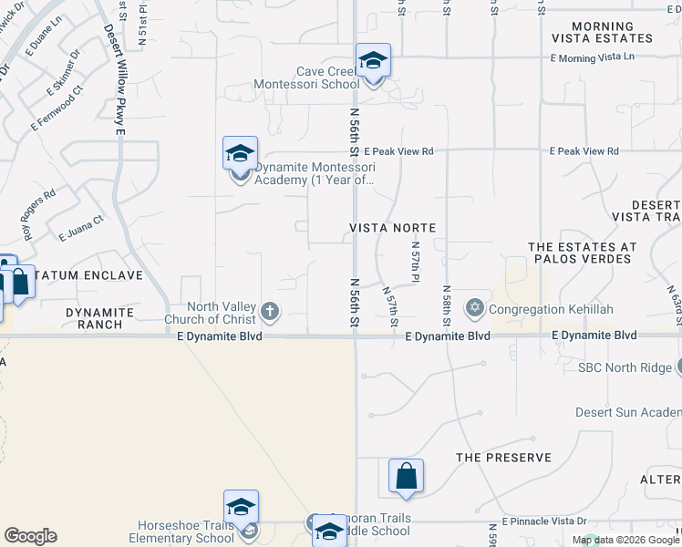 map of restaurants, bars, coffee shops, grocery stores, and more near 28512 North 56th Street in Cave Creek