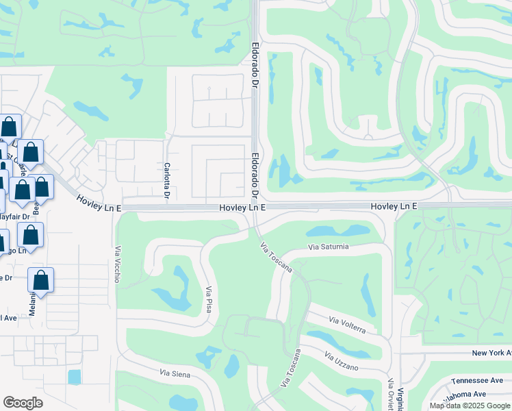 map of restaurants, bars, coffee shops, grocery stores, and more near Hovley Ln E & El Dorado Dr in Palm Desert