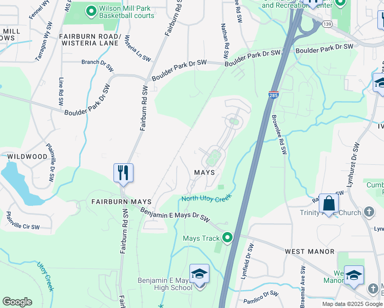 map of restaurants, bars, coffee shops, grocery stores, and more near 748 Crestwell Circle in Atlanta