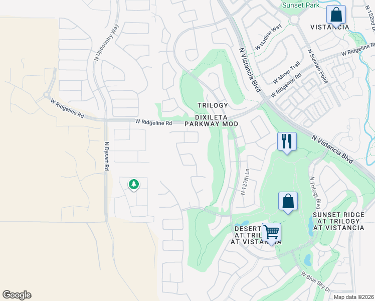 map of restaurants, bars, coffee shops, grocery stores, and more near 12910 West Dale Lane in Peoria