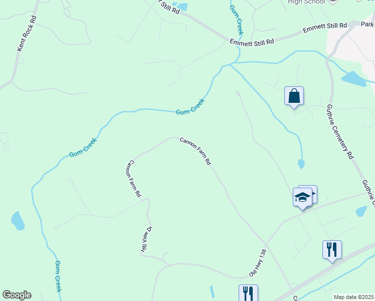 map of restaurants, bars, coffee shops, grocery stores, and more near 1208 Cannon Farm Road in Oxford