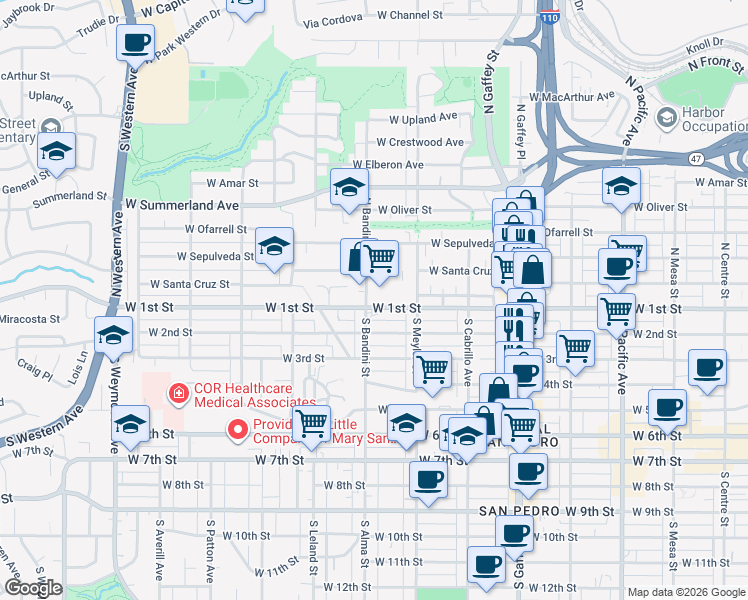 map of restaurants, bars, coffee shops, grocery stores, and more near 133 North Bandini Street in Los Angeles
