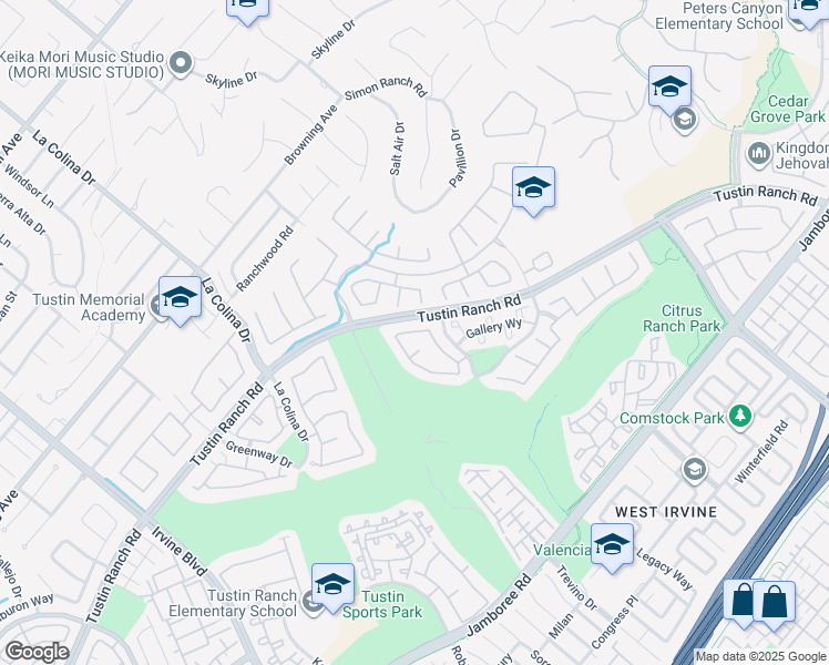 map of restaurants, bars, coffee shops, grocery stores, and more near 12235 Pevero in Tustin