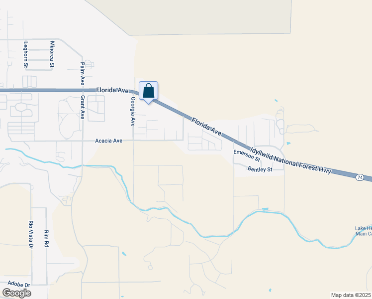 map of restaurants, bars, coffee shops, grocery stores, and more near 45521 California 74 in Hemet