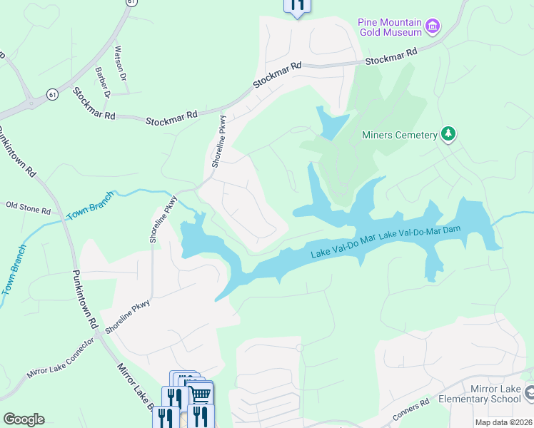 map of restaurants, bars, coffee shops, grocery stores, and more near 2811 Stillwater Drive in Villa Rica