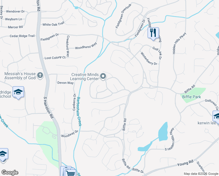 map of restaurants, bars, coffee shops, grocery stores, and more near 4921 Terrace Green Trce in Stone Mountain