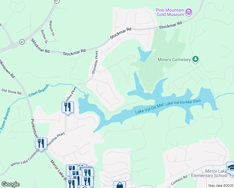 map of restaurants, bars, coffee shops, grocery stores, and more near 2811 Stillwater Drive in Villa Rica