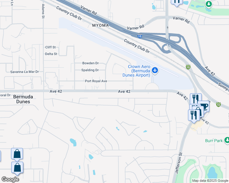 map of restaurants, bars, coffee shops, grocery stores, and more near 79520 Avenue 42 in Bermuda Dunes