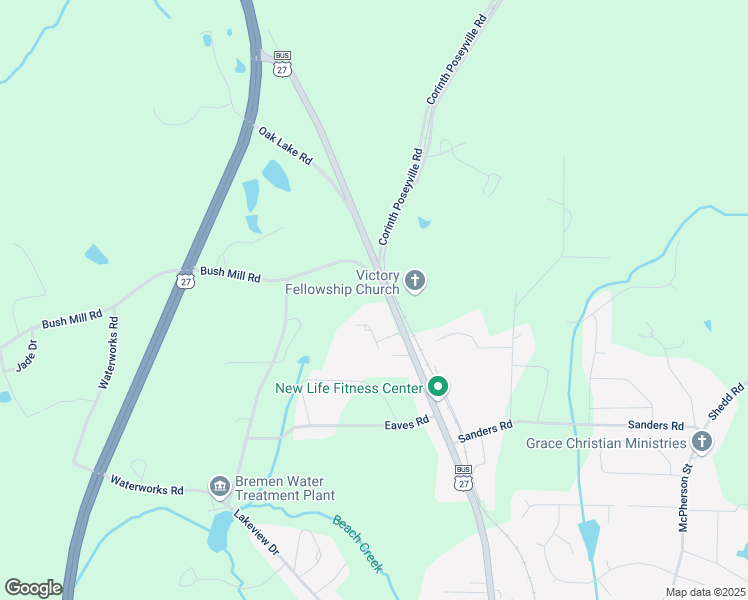 map of restaurants, bars, coffee shops, grocery stores, and more near 902 Highway 27 North in Bremen