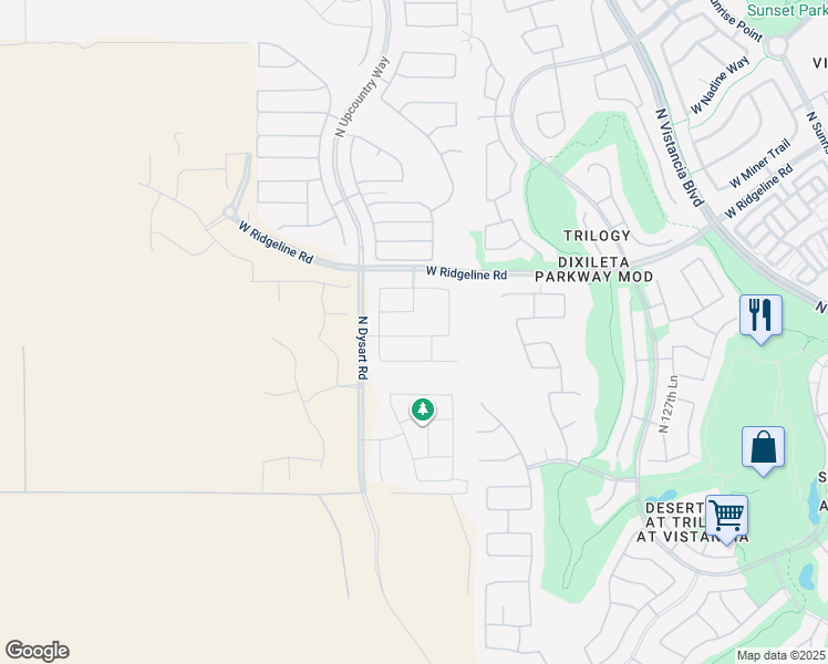 map of restaurants, bars, coffee shops, grocery stores, and more near 13195 West Redstone Drive in Peoria
