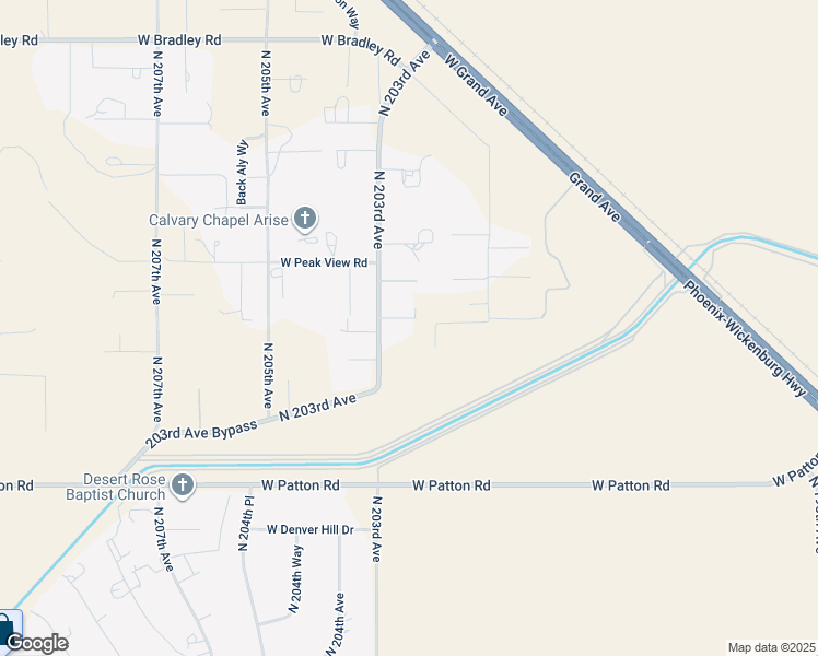 map of restaurants, bars, coffee shops, grocery stores, and more near 20023 West Roy Rogers Road in Wittmann