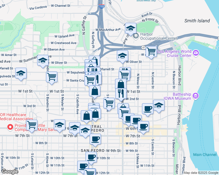 map of restaurants, bars, coffee shops, grocery stores, and more near 132 North Grand Avenue in Los Angeles