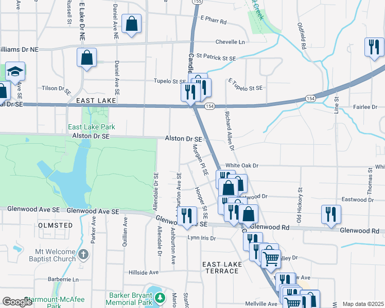 map of restaurants, bars, coffee shops, grocery stores, and more near 311 Morgan Place Southeast in Atlanta