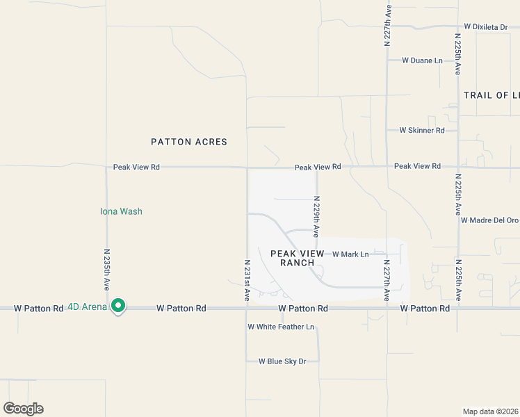 map of restaurants, bars, coffee shops, grocery stores, and more near 23036 West Sierra Ridge Way in Wittmann