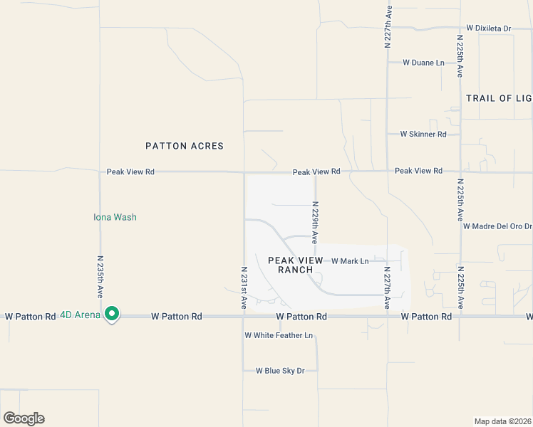 map of restaurants, bars, coffee shops, grocery stores, and more near 23036 West Sierra Ridge Way in Wittmann