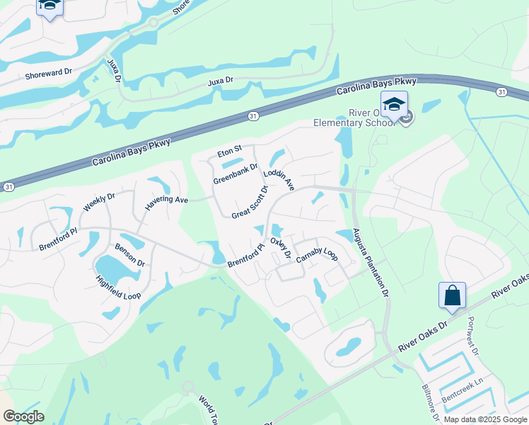 map of restaurants, bars, coffee shops, grocery stores, and more near 200 Brentford Place in Myrtle Beach