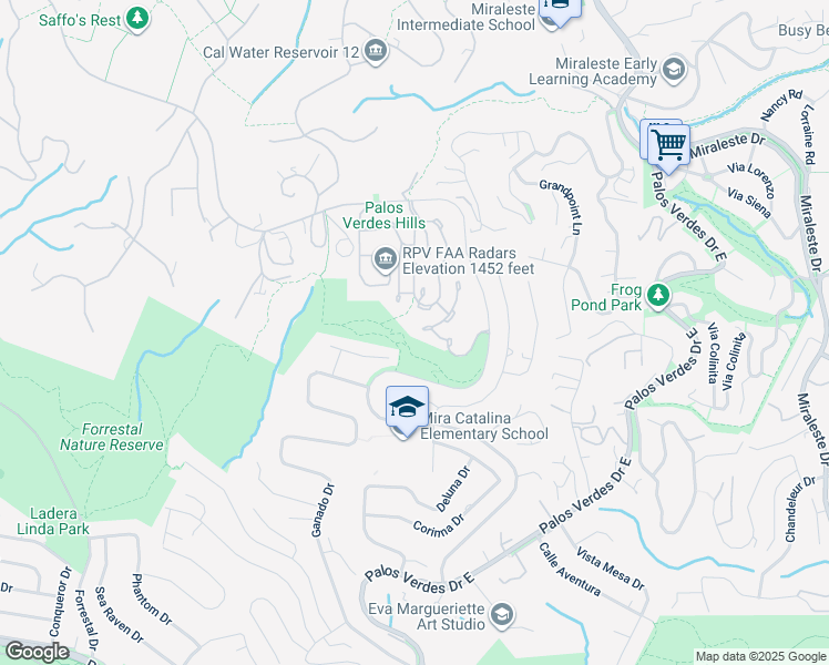 map of restaurants, bars, coffee shops, grocery stores, and more near 30 Avenue De Azalea in Rancho Palos Verdes