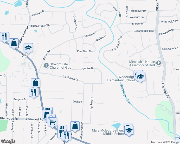 map of restaurants, bars, coffee shops, grocery stores, and more near 1617 Treasure Cove in Decatur
