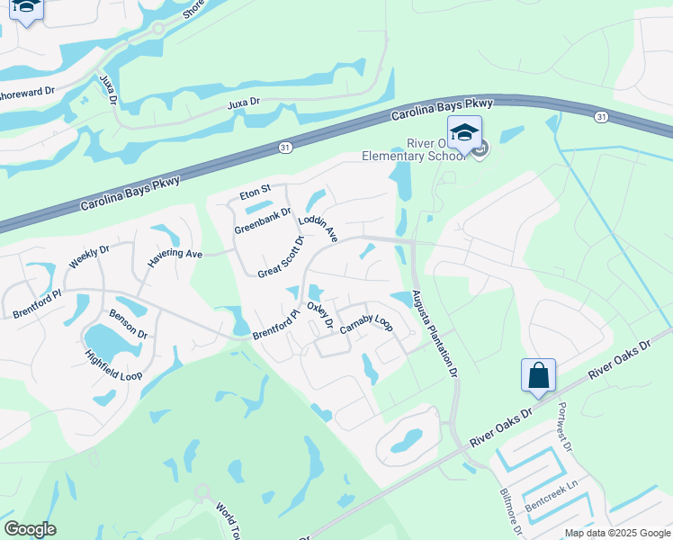 map of restaurants, bars, coffee shops, grocery stores, and more near 123 Fulbourn Place in Myrtle Beach