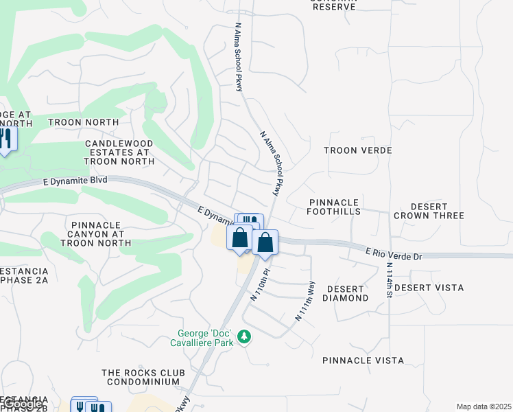 map of restaurants, bars, coffee shops, grocery stores, and more near 10949 East Dale Lane in Scottsdale