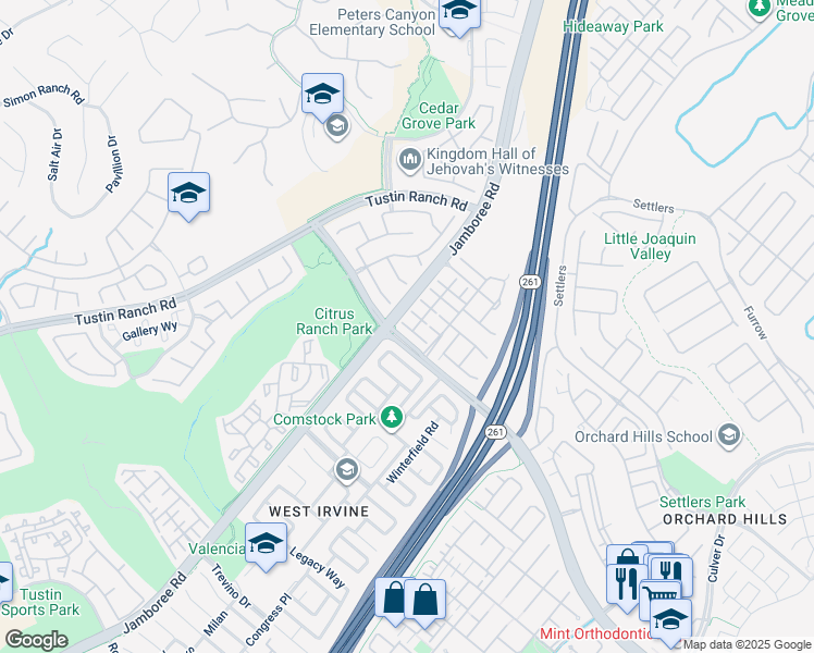 map of restaurants, bars, coffee shops, grocery stores, and more near 15 Ardmore in Irvine