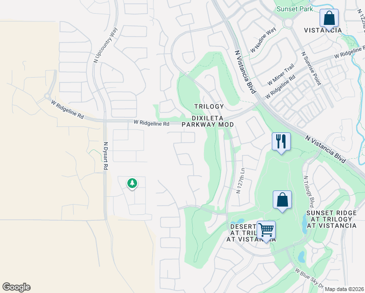 map of restaurants, bars, coffee shops, grocery stores, and more near 12910 West Dale Lane in Peoria