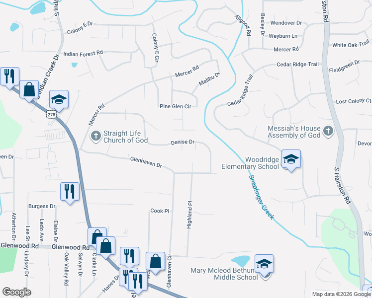map of restaurants, bars, coffee shops, grocery stores, and more near 1617 Treasure Cove in Decatur