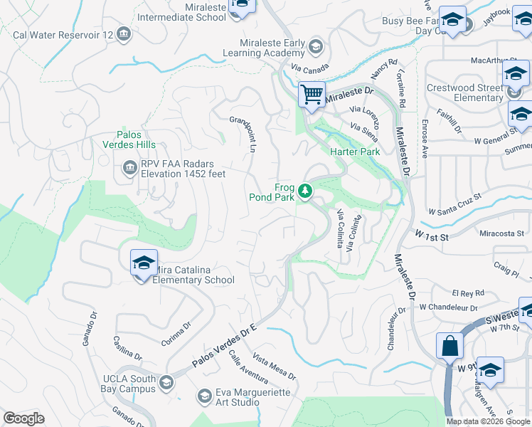 map of restaurants, bars, coffee shops, grocery stores, and more near 5 Via Subida in Rancho Palos Verdes