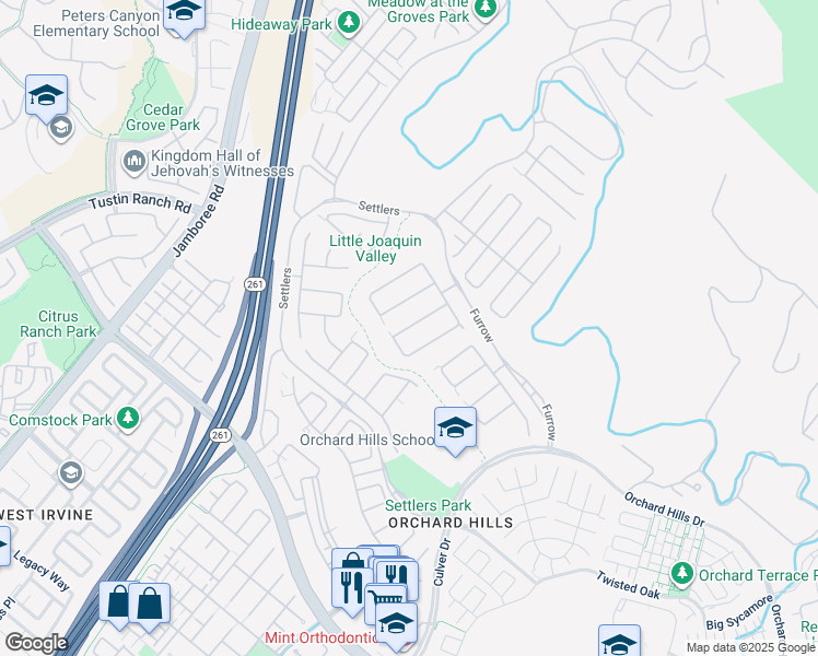 map of restaurants, bars, coffee shops, grocery stores, and more near Candleglow in Irvine