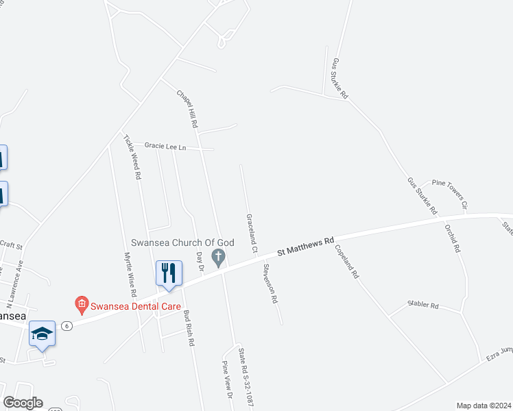 map of restaurants, bars, coffee shops, grocery stores, and more near 140 Graceland Court in Swansea