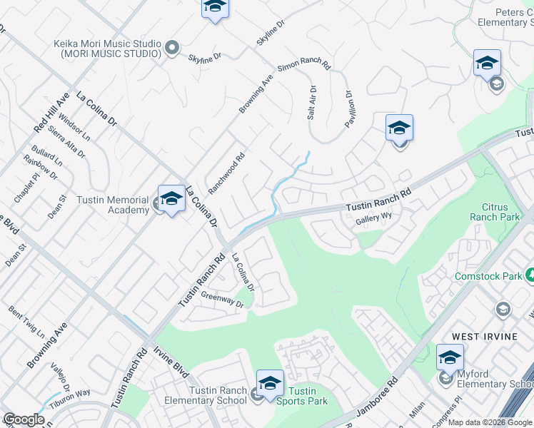 map of restaurants, bars, coffee shops, grocery stores, and more near 12410 Fairbanks Drive in Tustin