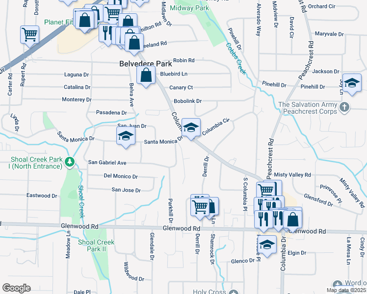 map of restaurants, bars, coffee shops, grocery stores, and more near 1650 Ivy Glenn Road in Decatur