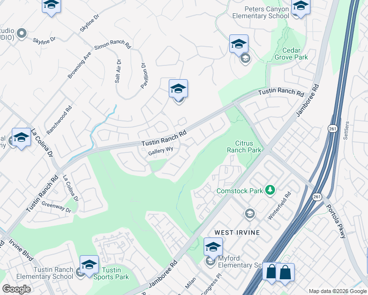 map of restaurants, bars, coffee shops, grocery stores, and more near 12035 South Riviera in Tustin