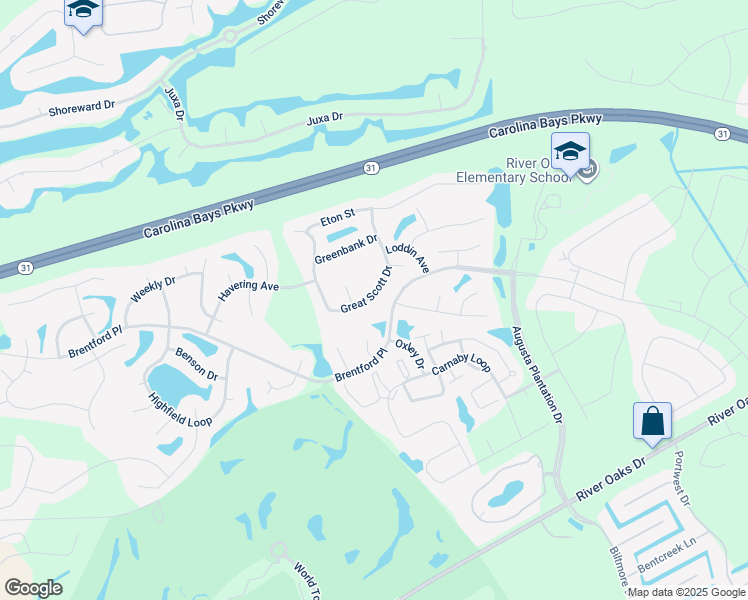 map of restaurants, bars, coffee shops, grocery stores, and more near 200 Brentford Place in Myrtle Beach